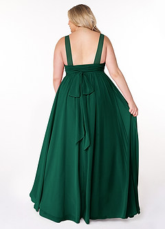 Azazie Kora Bridesmaid Dresses Emerald A-Line Pleated Chiffon Dress image8