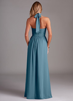 Azazie Avary Brautjungfernkleider A-Linie Plissee Chiffon Kleid Bermudablau image8