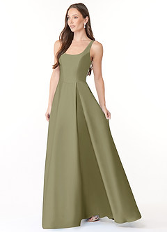 Azazie Neve Bridesmaid Dresses Pistachio Ball-Gown with Pockets Stretch Satin Dress image3