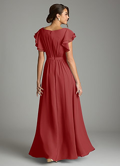 Azazie Daphne Modest Bridesmaid Dresses A-Line Ruffled Chiffon Floor-Length Dress image2