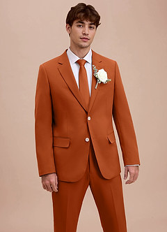 front Ethan Naranja Quemada Chaqueta de traje de tejido refinado