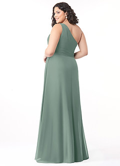 Azazie Dallas Bridesmaid Dresses Silver Sage A-Line One Shoulder Chiffon Dress image7