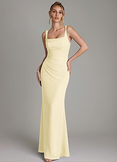 Azazie Agustina Bridesmaid Dresses Lemon Sorbet Mermaid Corset Chiffon Dress image4