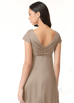 Azazie Allessia Maternity Bridesmaid Dresses A-Line Pleated Stretch Satin Floor-Length Dress image7