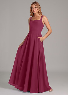Azazie Shaude Bridesmaid Dresses Mulberry A-Line Pleated Chiffon Dress image4