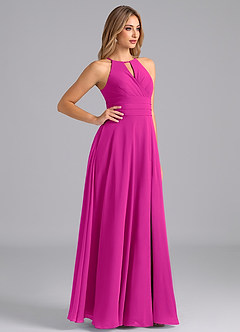 Azazie Denver Jurken voor bruidsmeisjes Jurk van Chiffon met A-Lijn Geplooid Fuchsia image4