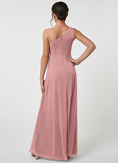 Azazie Brooke Junior Dusty Rose A-Line Pleated Mesh Dress image2