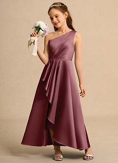 Azazie Taffy Junior Formal Flower Girl Klänningar Klä A-Line i Matt satäng Spets image3