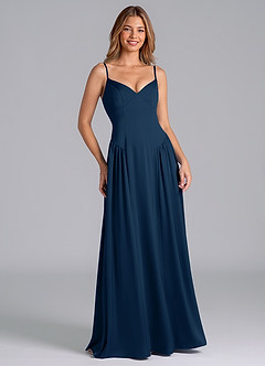 Azazie Kirby Brautjungfernkleider A-Linie Stretch-Satin Kleid Dunkelmarine image3