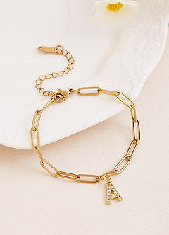 front Pulsera con letra inicial y cadena con clip de papel
