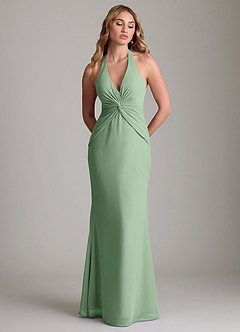 Azazie Valerie Bridesmaid Dresses Matcha Mermaid Pleated Chiffon Dress image3