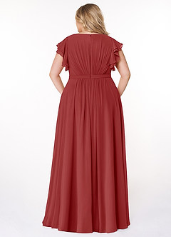 Azazie Daphne Modest Bridesmaid Dresses A-Line Ruffled Chiffon Floor-Length Dress image7