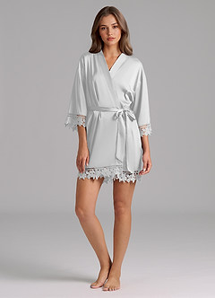 front Matching Color Satin Lace Robe