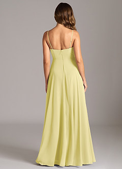 Azazie Amani Vestidos de damas de honor Vestido de Sorbete De Limón de Gasa de Corte en A con Plisado image2