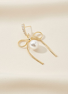 front Bow and Pearl Dangle Earrings