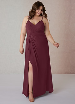 Azazie Emerald Bridesmaid Dresses Cabernet A-Line Ruffled Chiffon Dress image7