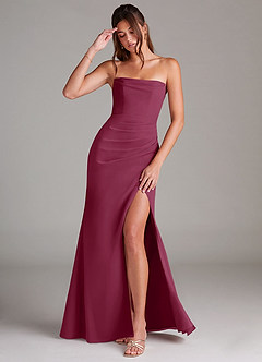 Azazie Leonis Bridesmaid Dresses Mulberry Sheath Strapless Chiffon Convertible Dress image1