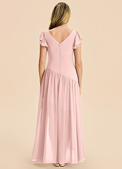 Azazie Pia Junior Powder Pink A-Line Pleated Chiffon Dress image2