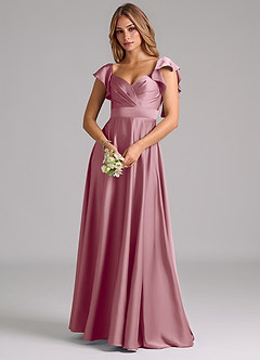 Azazie Leilani Bridesmaid Dresses Vintage Mauve A-Line Ruched Stretch Satin Dress image7