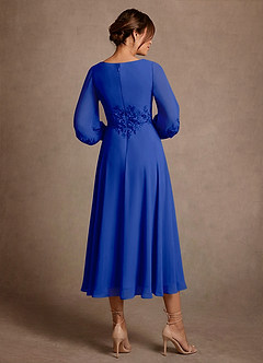 Azazie Ana 신부의 어머니 드레스 A라인 레이스 쉬폰 티 길이 드레스 image3