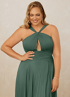 Christian Siriano Bridal for Azazie 1009 Bridesmaid Dresses Sea Moss A-Line Pleated Chiffon Dress image13