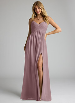 Azazie Alia Bridesmaid Dresses Dusty Rose A-Line Pleated Chiffon Dress image1