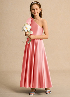 Azazie Guppy Junior Formal Flower Girl Klänningar Klä A-Line i Matt satäng Ena axeln image5