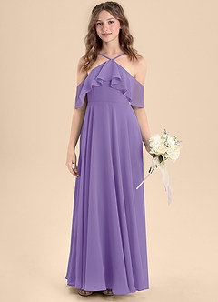 Azazie Tessabelle Junior Jurk van Chiffon met A-Lijn Off the Shoulder Tahiti image4