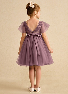 Azazie Queenie Robe Demoiselle D'honneur Fillette Robe Trapèze en Dentelle Mauve Vintage image2