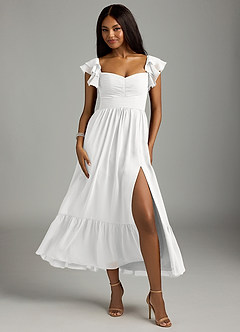 Azazie Anaya Bridesmaid Dresses White A-Line Sweetheart Neckline Chiffon Dress image1