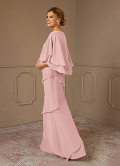 Azazie OHara Mother of the Bride Dresses Powder Pink A-Line V-Neck Chiffon Dress image2