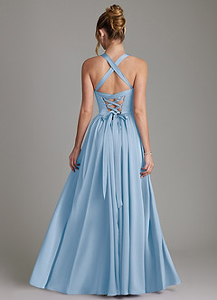 Azazie Francis Bridesmaid Dresses Powder Blue A-Line Corset Stretch Satin Dress image2