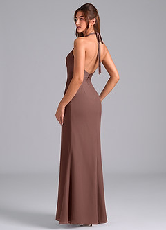Azazie Valerie Bridesmaid Dresses Espresso Mermaid Pleated Chiffon Dress image5