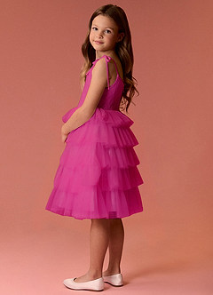 Barbie ♥ Azazie Vendita Finale Abito A-Line in Tulle Cinturino Spaghetti Fucsia image7