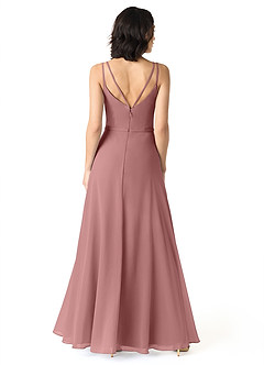 Azazie Janine Bridesmaid Dresses Desert Rose A-Line V-Neck Chiffon Dress image4