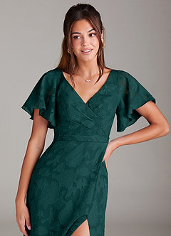Azazie Ambrosia Bridesmaid Dresses Pine A-Line Pleated Floral Burnout Dress image5