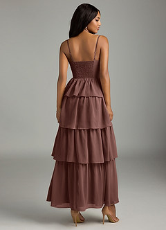 Azazie Kaiden Vestidos de madrinha de casamento Vestido Café Expresso de Chiffon de Linha A com Decote em coração image2