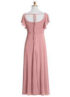 Azazie Bondi Junior A-Linie Seitliche Cut-Outs Gittergewebe Kleid Altrosa image8