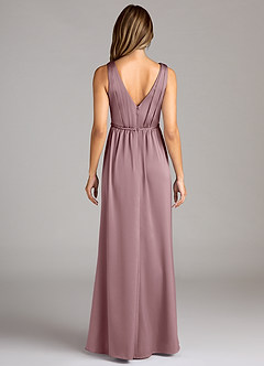 Azazie Tanicia Bridesmaid Dresses Dusty Rose A-Line Pleated Stretch Satin Dress image2