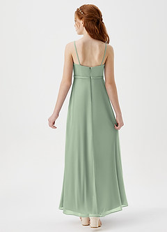 Azazie Kaylee Junior Dusty Sage A-Line with Belt Mesh Dress image2