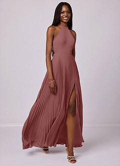 Barbie ♥ Azazie Bridesmaid Dresses Desert Rose A-Line Pleated Chiffon Dress image3