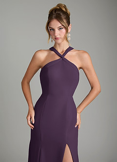 Azazie Rue Bridesmaid Dresses Plum A-Line Halter Chiffon Dress image3