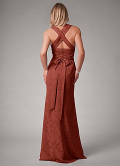 Azazie Luci Bridesmaid Dresses Terracotta Mermaid Pleated Floral Burnout Convertible Dress image2