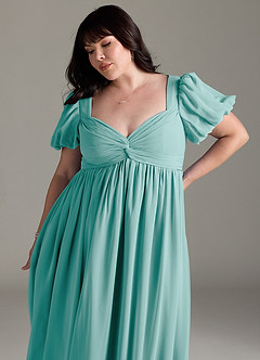 Azazie Madisynn Maternity Bridesmaid Dresses Bow Chiffon Floor-Length Dress image9