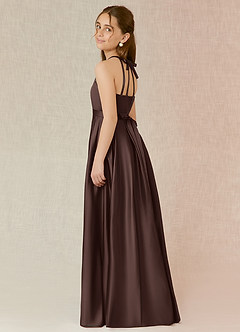 Azazie Arianthe Junior Ganache A-Line with Pockets Stretch Satin Dress image3