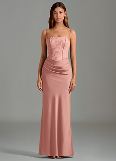 Azazie Emilia Bridesmaid Dresses Rosette Mermaid Strapless Stretch Satin Dress image5