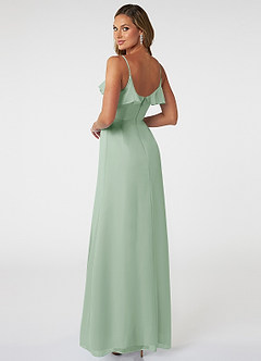 Azazie Natalia Bridesmaid Dresses Agave A-Line Chiffon Dress image4