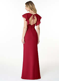 Azazie Val Bridesmaid Dresses Scarlet Mermaid V-Neck Keyhole Chiffon Dress image2