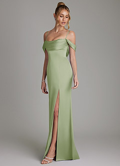 Azazie Nira Brautjungfernkleider Meerjungfrau-Linie Korsett Stretch-Satin Kleid Staubiger Salbeigrün image6
