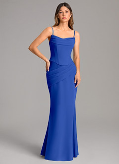 Azazie Sorrel Bridesmaid Dresses Royal Blue Mermaid Corset Chiffon Dress image2
